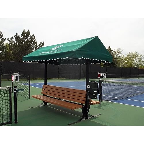 SUNTRENDS Tennis Court Cabana Bench with 2-Sided Backrest, Direct Burial, Burgandy (8-Foot)