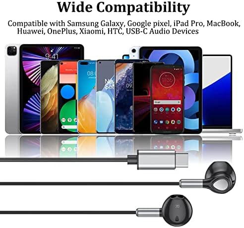 Bitswolee USB C Headphones Magnetic USB C Earphones, HIFI Stereo Wired Type C Headphones with Microphone Compatible with Samsung S22 S21 S20, Google Pixel 6/5/4/3, Huawei P30 pro, OnePlus 7T and More