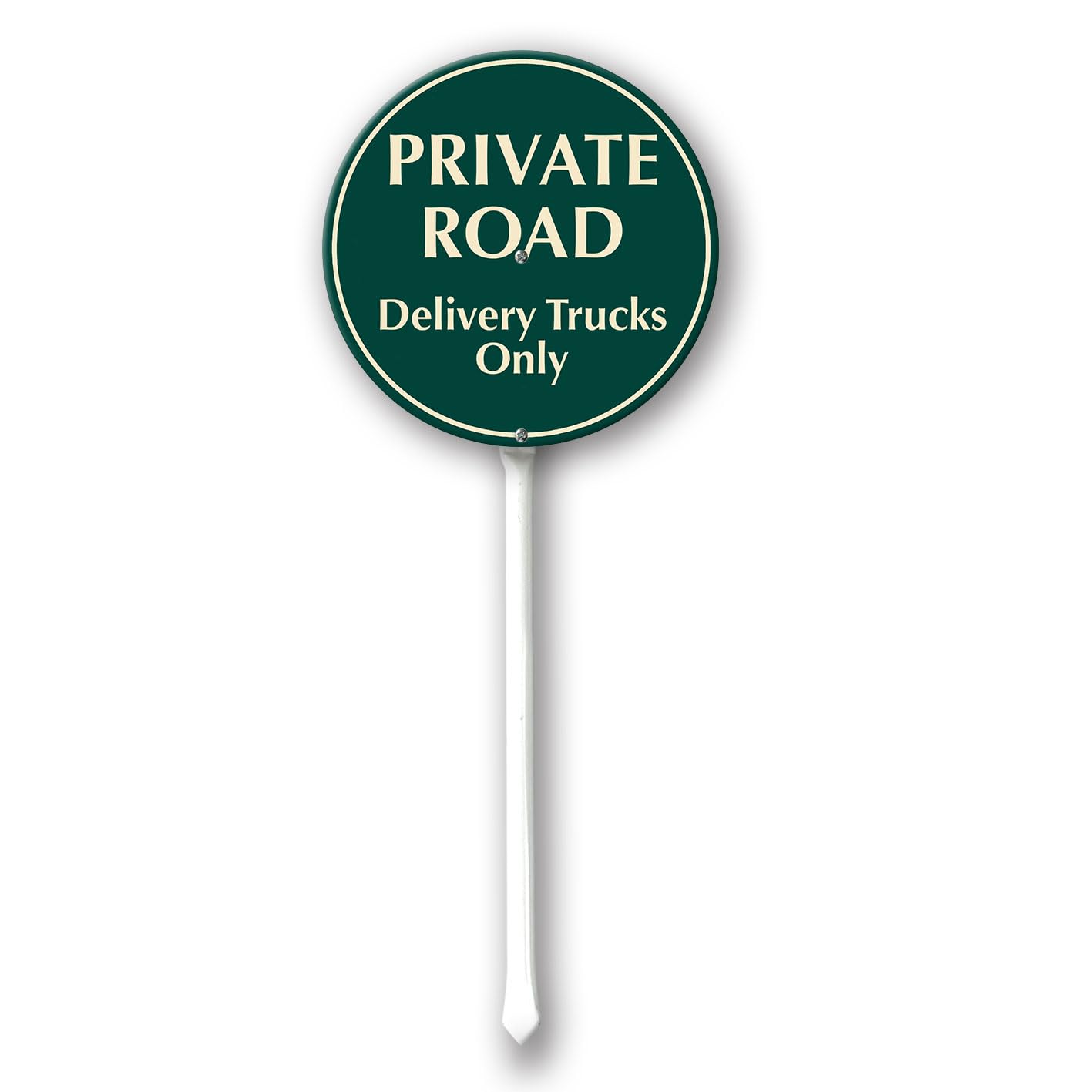 Geroclonup Private Road Delivery Trucks Only Sign with Stake 23cm Round Sturdy Aluminum Yard Sign Fade Resistant Rustproof Lawn Decoration for Outdoor Use — image 1