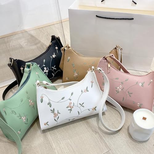 Embroidered Shoulder Bag for Women Lightweight Underarm Bag Casual Shoulder Crossbody Bags Essential for Daily Commuting Wear2