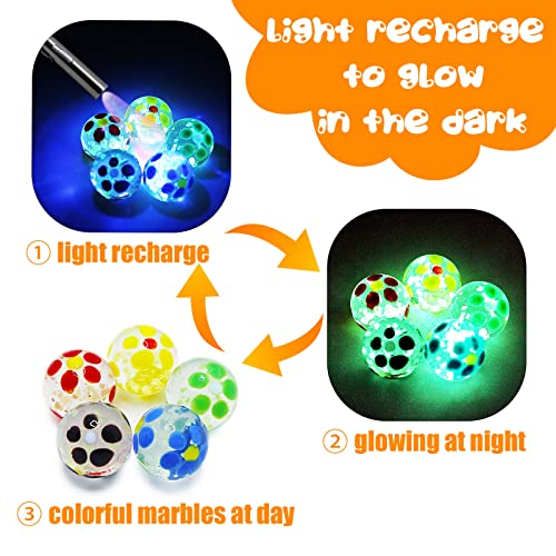 Image of 40 PCS Glass Marbles for Kids, 35 Colorful Assorted Marbles and 5 Glow in The Dark, Marble Run Games Accessories for Boys and Girls, Beautiful Marble Bulk for Home Decoration