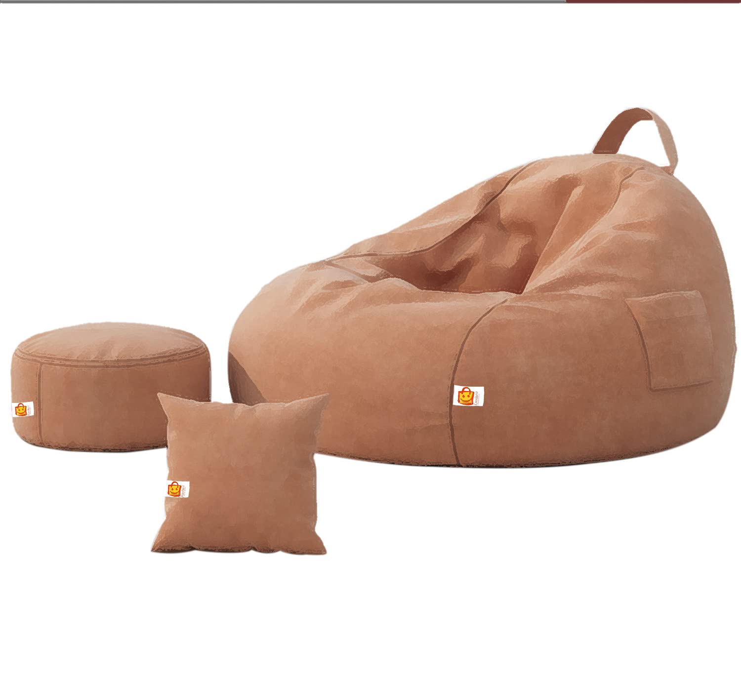 Kushuvi Bean Bag Lounger Chair & Footrest with Beans (Tan)