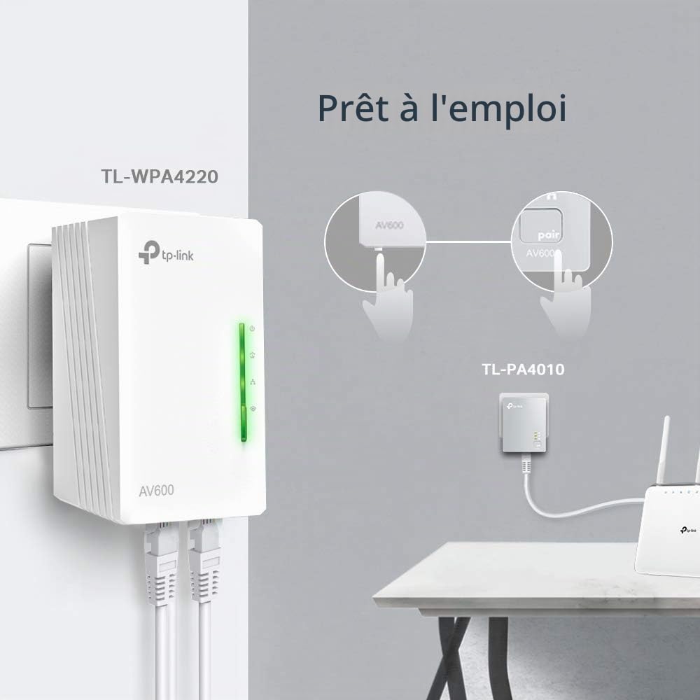 TP-Link Kit CPL WiFi TL-WPA4220 (WLAN 300 Mbit/s, CPL AV600, Clone WiFi, 3 Ports LAN, Plug and Play & Répéteur WiFi RE330 Amplificateur WiFi AC1200 Mbps,WiFi Extender jusqu'à 120㎡, Bouton WPS