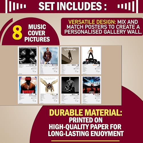 Image of Wonder Hub Wall Posters 8x12 inch (A4 Size) Included Self Adhesive on Back Wall Decor Posters Wall Art For Bedroom, Living room, Office, Dining Room (Travis Scott)
