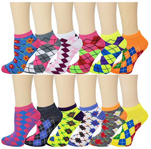 Image of SUMONA Differenttouch 12 Pairs Pack Women Low Cut Colorful Fancy Design Ankle Socks