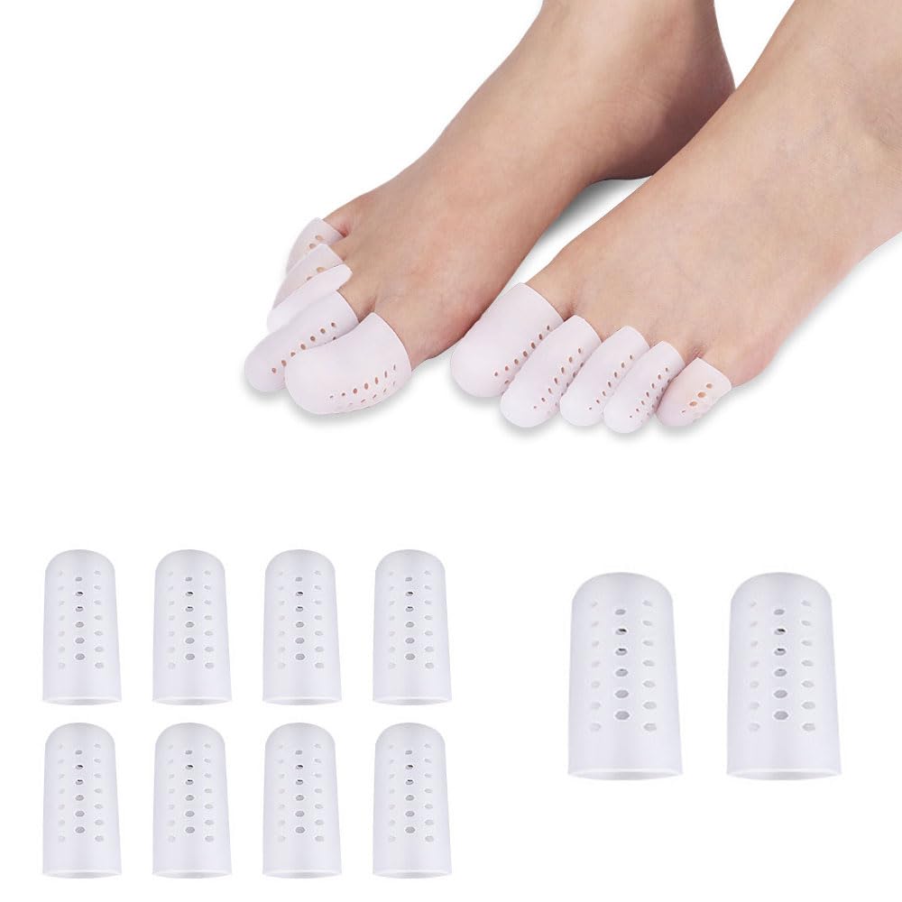 シリコン 足指サック指サック足指 キャップ プロテクター 足指保護キャップ つま先衝撃ジェル 足指 足爪保護キャップ 足の親指キャップ 通気性 水洗い可 摩擦疼痛緩和 男女兼用足指保護キャップ 魚の目 巻き爪 水疱用 （大2個、小8個）