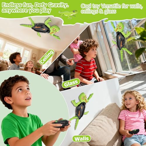 Logth Wall Climbing Gecko RC Car Toy – Remote Control Robot Lizard for Kids, Anti-Gravity Wallcrawler with LED Eyes, Rechargeable Gecko Bot, Cool Birthday for Boys Girls Ages 3-8 - Image 4