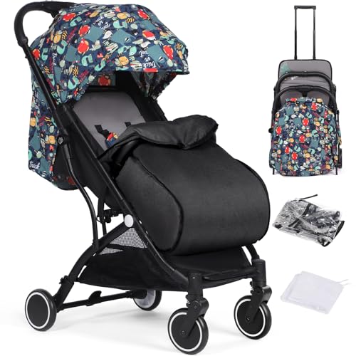 Hello-5ive Baby Stroller, Lightweight Compact Foldable Baby Pushchair with Rain Cover, Footmuff,Mosquito Net, Five-Point Harness, Adjustable Seat, Travel Buggy Pram from Birth 0-3 Years