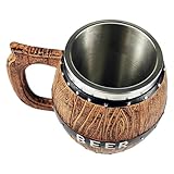 Beer Stein   Décor De Table Rustique En Acier Inoxydable De 550 Ml, Tankard En Bois En Acier Inoxydable, Tankard Fait À La Main| Tasse D'eau Isolée Créative De De Bière De Grande Capacité Pour L