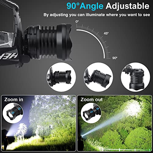 Aikertec-Rechargeable-LED-Headlamp-100000-Lumen-Super-Bright-Head-Lamp-Flashlight-with-5-Lighting-Modes-IPX6-Waterproof-Zoomable-Headlamp-for-Camping-Hiking-Fishing-Biking-Running-2-Pack
