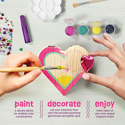Paint Your Own Wooden Kids Heart Treasure Box Kit - Art Kits For Toddler Girl - Arts And Craft Easter Gifts For Ages 3-6 Year Old Girls - Diy Jewelry Box Toys - Best Crafts Painting Projects Gift #TOP3