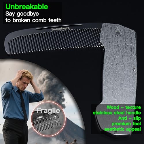 Peine plegable de acero inoxidable para hombre miniatura 3