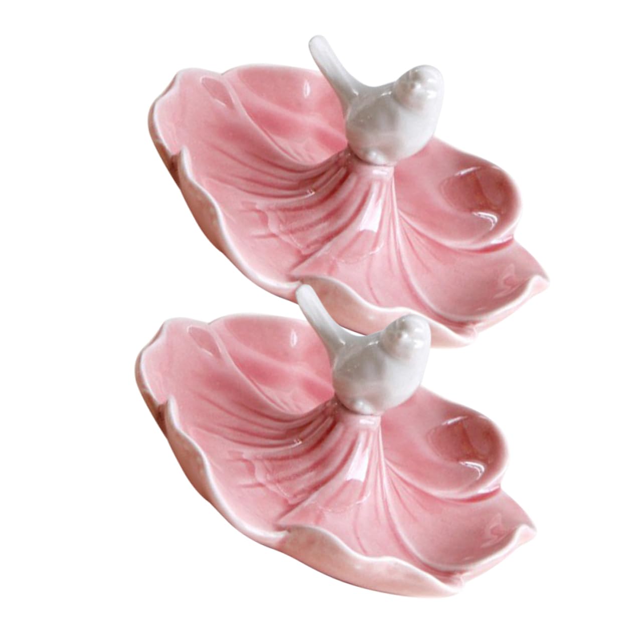 LIFKOME 2piezas Plato De Joyería Cerámica Forma De Pájaro Organizador Decorativo De Accesorios Para Anillos y Joyas