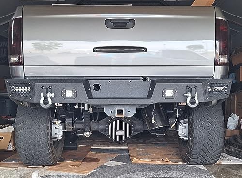 Ronghui Compatible with 2003-2004-2005 Ram 2500 3500 Front and Rear Bumper with Winch Plate and LED lights