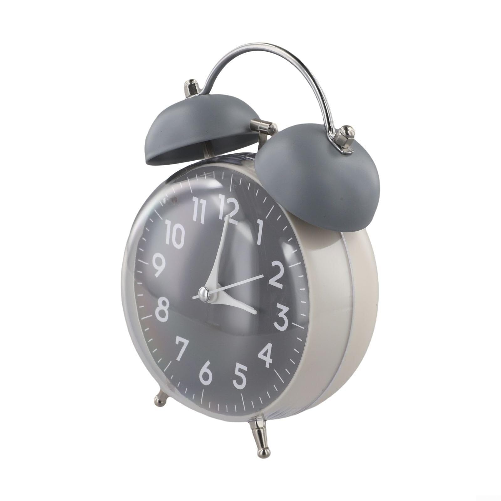 Vintage-Tischwecker aus Metall mit Zwei Glocken und lautem Nachtlicht for Zuhause, Büro, Studentenwohnheim oder Nachttisch wecker analog(Grey)
