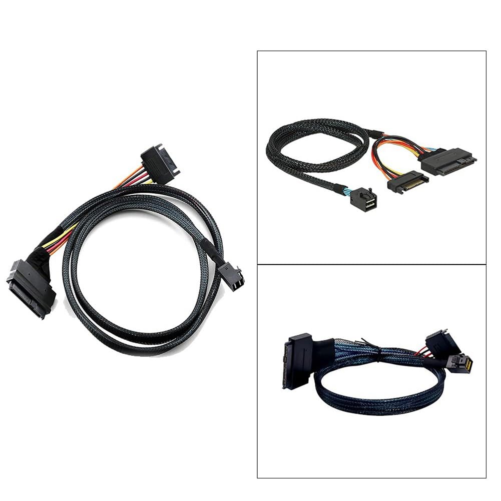 Wbudowany Kabel 12G Mini SAS HD do U.2 36P SFF-8643 do SAS U.2 SFF-8639 z 15-Pinowym Zasilaczem, Odpowiedni do Dysków SSD U.2
