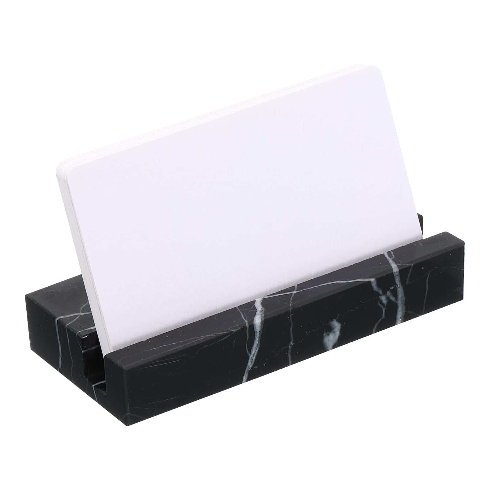 PATIKIL Business Card Holder for Desk 2 Pack Marble Business Card Holders Stone Card Stand Organizer Cards Display for Office Exhibition Black - Image 3