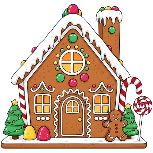 Gingerbread House Christmas Life Size Cardboard Cutout Standup 5FT Xmas Standee Party Photo Prop, Indoor & Outdoor Holiday Decor, Coroplast, 1 Piece