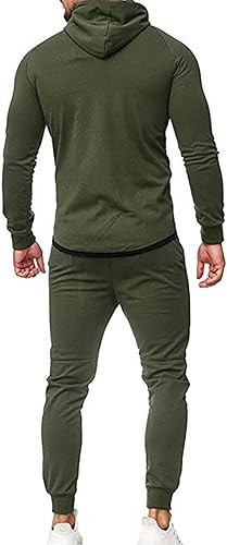 Miniatura 2 de lisenraIn Conjunto de chándal para hombre, sudadera de camuflaje, pantalones deportivos cálidos de retazos sólidos