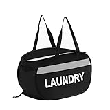 LunaMeet ランドリーバスケット 折りたたみ 破れにくい 70L 横型 洗濯カゴ 洗濯かご 大容量 メッシュ ランドリーバッグ ランドリーボックス 洗濯物入れ 収納 旅行 持ち運び可能 Laundry Basket Hamper (ブラック)