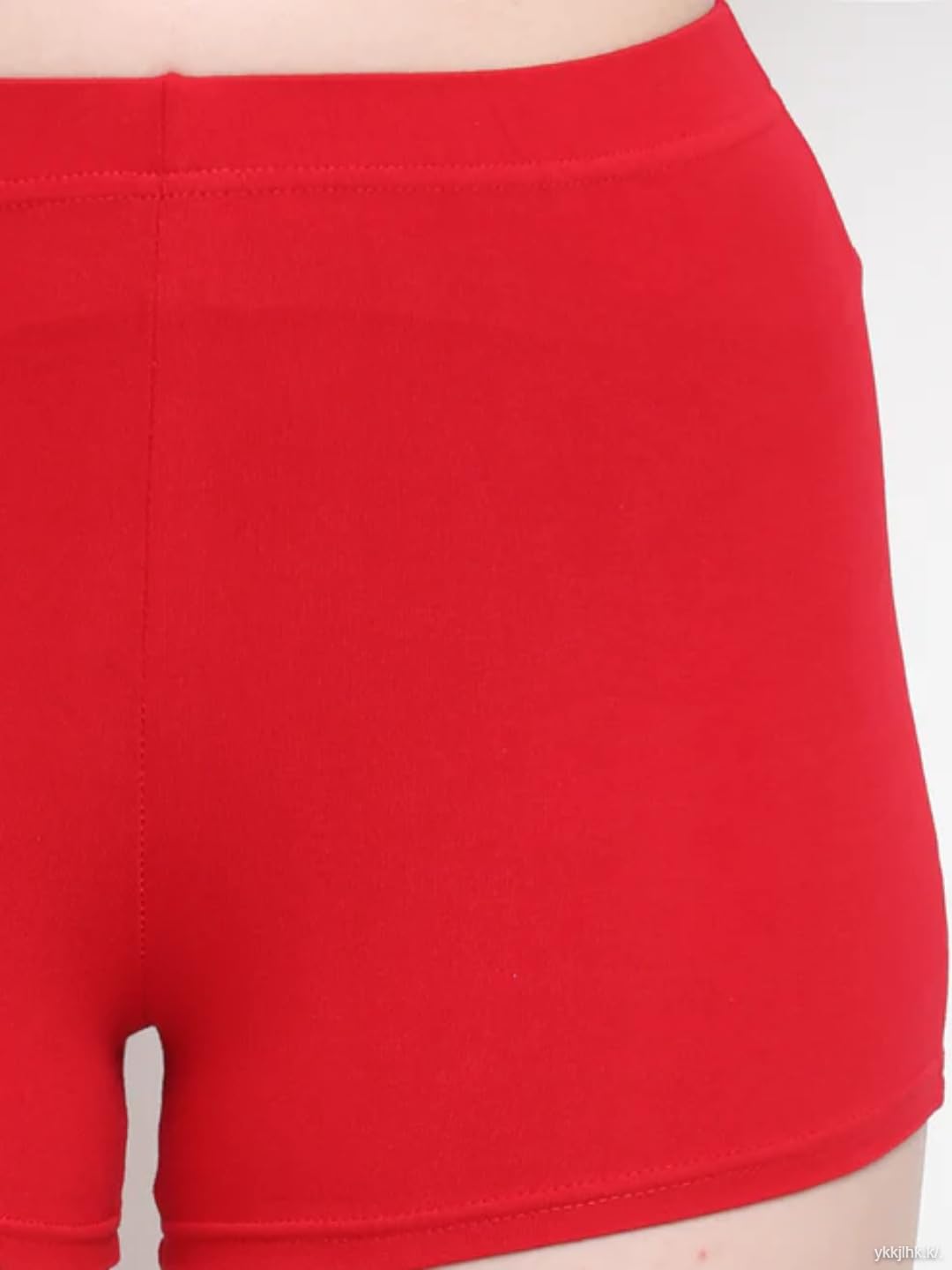 Jaanvi fashion Women's Cycling Sportswear Cotton Strechable Shorts with Elastic Waistband (Red-L_Pack of 2) 4