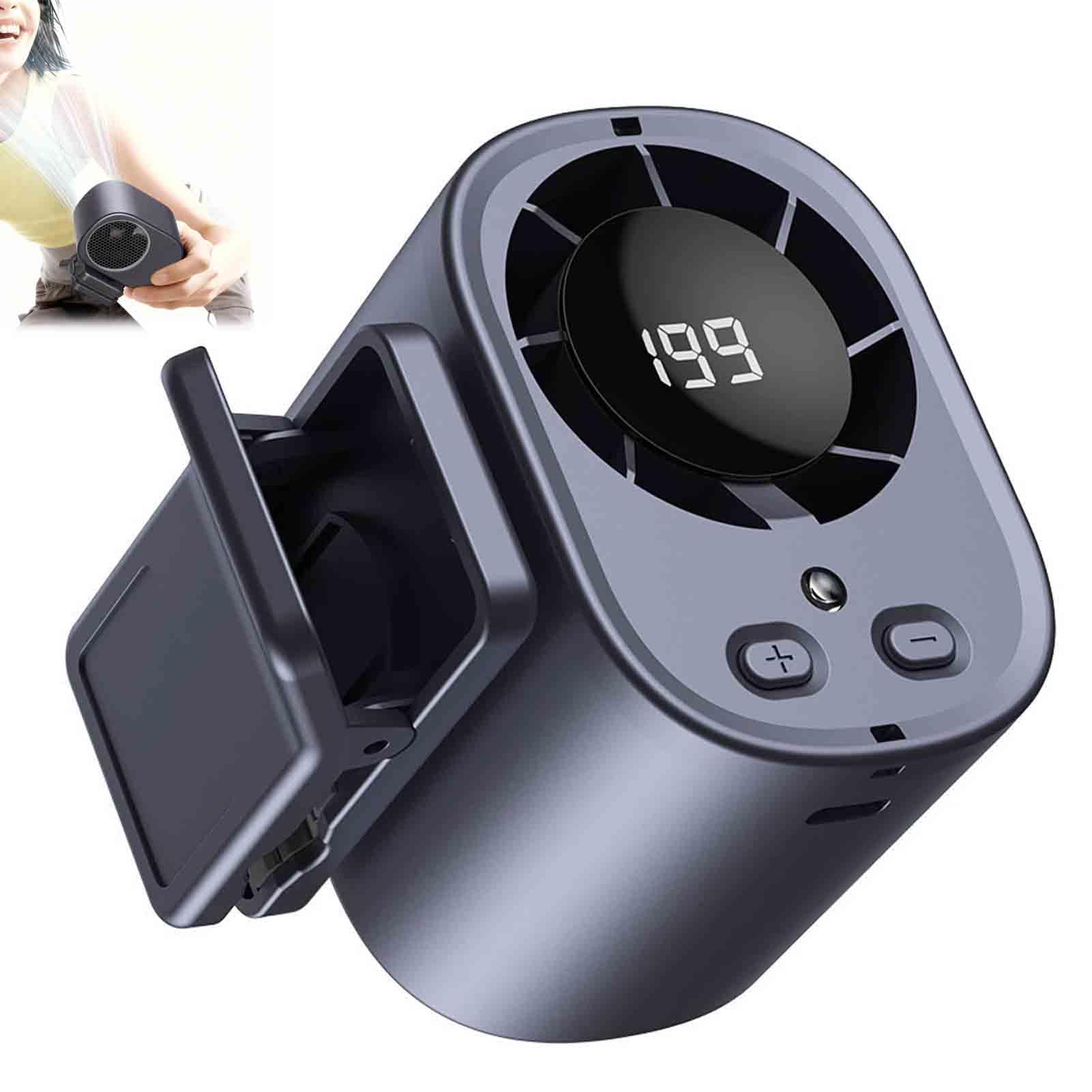 Acondicionador de aire portátil con clip para coche, mini ventiladores de refrigeración personal recargables por USB, 2026 con pantalla LED, rotación de 360°, 199 velocidades ajustables para el hogar