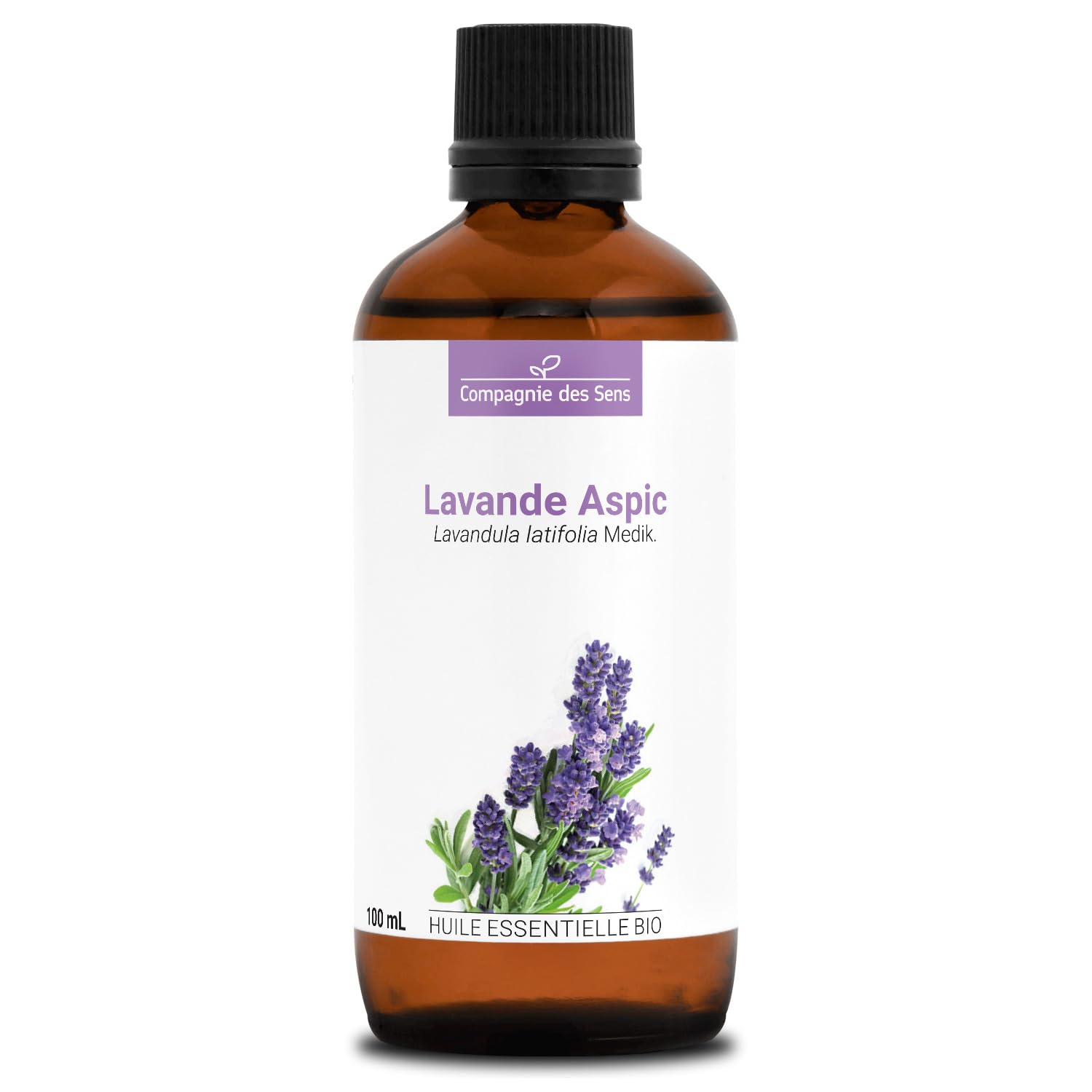 LAVANDE ASPIC BIO - 100mL - Huile Essentielle de Qualité Premium - 100% Pure, Naturelle, Garantie ChromaCert - Chémotypée et Intégrale - La Compagnie des Sens