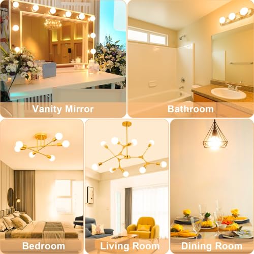 Image of 20 Pack G25 LED Vanity Barthroom Light Bulb 60W Equivalent 2700K Warm White | E26 LED Light Bulbs, CRI85+ Eye-Friendly, Type G Round Light Bulb for Makeup Mirror, 120V, 5W, 500LM No-flicker, Non-Dimmable