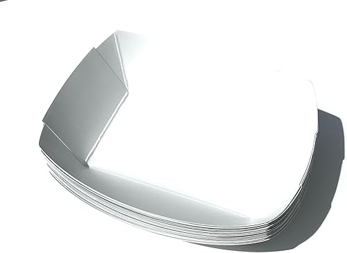 Miniatura 8 de Bandejas de papel para alimentos, botes blancos lisos. Mediano (2.5 libras). Paquete de 50 botes desechables y reciclables. Para condimentos,