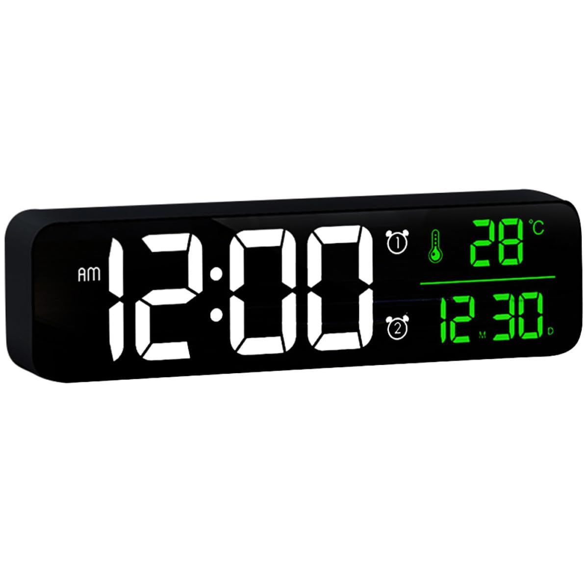 Orologio LED da Comodino Nero in Abs Display e Temperatura | Conversione 12 Ore, 40 Suonerie Selezionabili, Formato Digitale per Casa e Ufficio