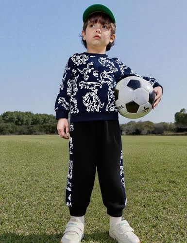 Image of Toddler Boys Dinosaur Sweatshirt and Jogger Pants Outfit Set, Ages 2-10