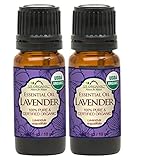 US Organic 100% Pure Lavender Essential Oil (Bulgarian) - USDA Certified Organic - 10 ml Pack of 2 - w/ Improved caps and droppers (More Size Variations Available)