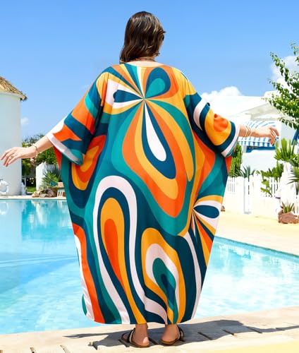 Image of sunforyou Kaftan Dresses for Women Stylish Caftans Plus Size Beach Cover up Soft Loungewear