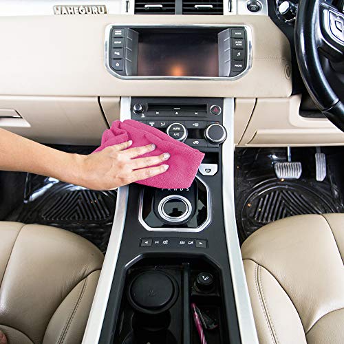 Image of SOFTSPUN Microfiber Cloth - 4 pcs - 30x40 cms - 340 GSM Pink - Thick Lint & Streak-Free Multipurpose Cloths - Automotive Microfibre Towels for Car Bike Cleaning Polishing Washing & Detailing