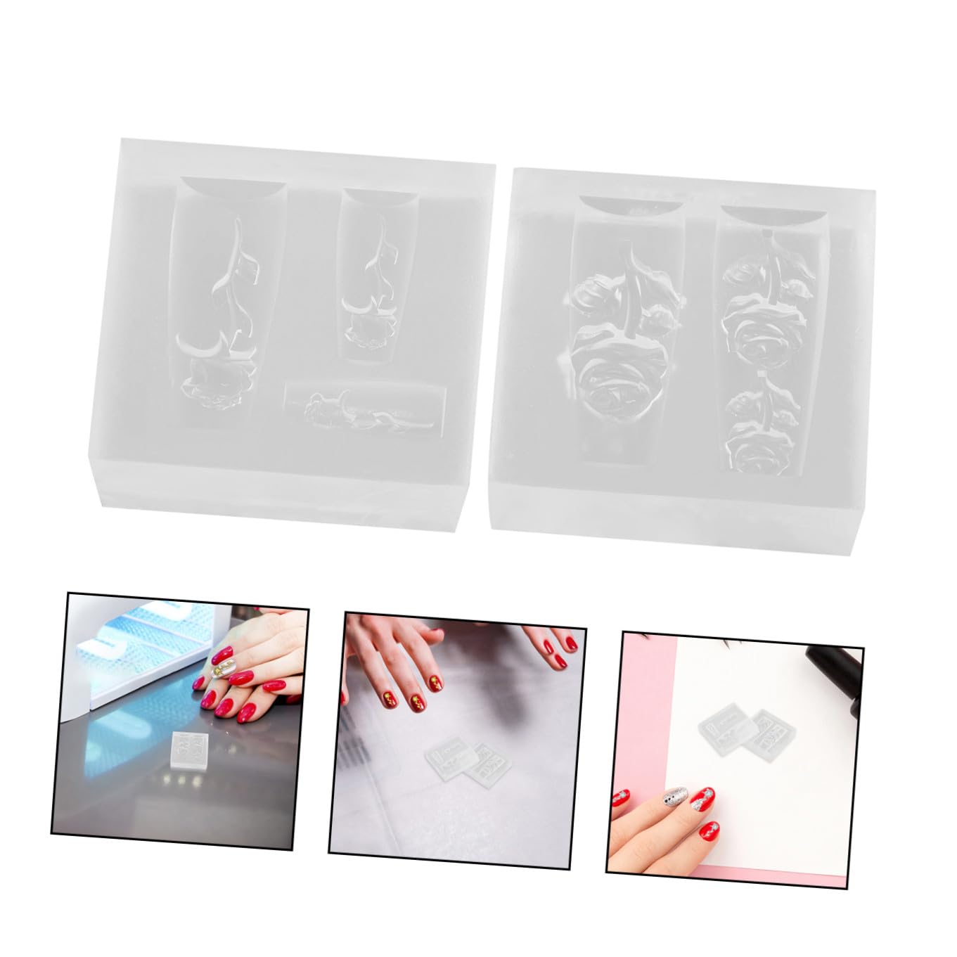 STOBOK 10pezzi Silicone Nail Decor Mold Stampo Per Nail Art Fai Te Modello Decorazione Unghie Silicone Per Unghie Gel e Artificiali Per Creazioni Manicure Diy