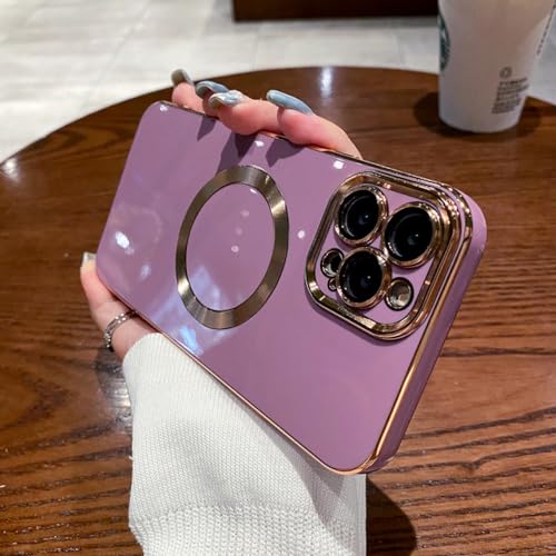 Étui de chargement magnétique pour iPhone 11 Pro en silicone violet avec protection d'objectif