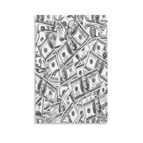 Impression giclée sur toile 100 billets de banque pour habiller un mur vide