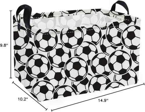 Image of Essme Rectangular Soccer Baskets,Kids Storage Box, Easter Basket for Girls with Handles for Room Decor, Book Bins,Shelf Basket.( Soccer basket)