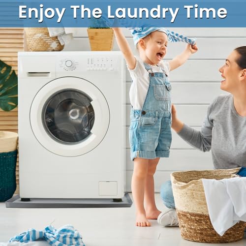 Image of Large Washing Machine Mat Silicone Under Washer and Dryer Drain Pan Drip Tray Floor Protector Non-Slip Flexible Soft Mat Waterproof 28 inch x 28 inch Gray