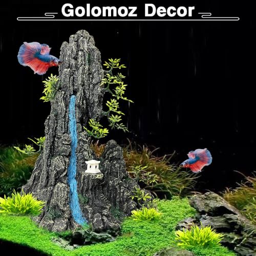 Image of Aquarium Mountain View Stone Ornament - Aquarium Rock Decor for Fish Tank,Aquarium Decorations Extra Large and Tall Decoration for Fish Tank - 13 Inches High