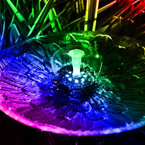 AISITIN LED Springbrunnen 2,5W USB Buntes Brunnen für außen mit 4,8m Kabel, Teichpumpe mit Verschiedene Auswechselbare Düsen für Garten Fischteich Wasserspiel Vogel-Bad – Bild 3