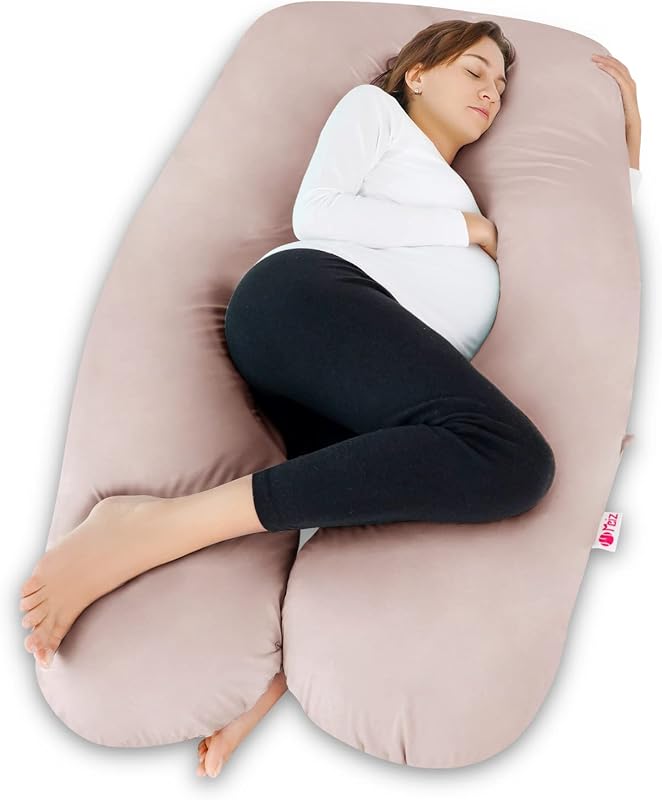 Meiz Cooling Pregnancy Pillows for Sleeping, Maternity Body Pillow for Pregnant Woman, U Shaped, with Cooling Jersey Cover