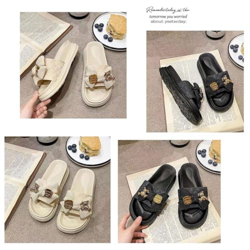 Cute Bow Sandals for Woman Cloud Recovery Metal Accessories Slide Open Toe Thick Slide for Outdoor and Beach4