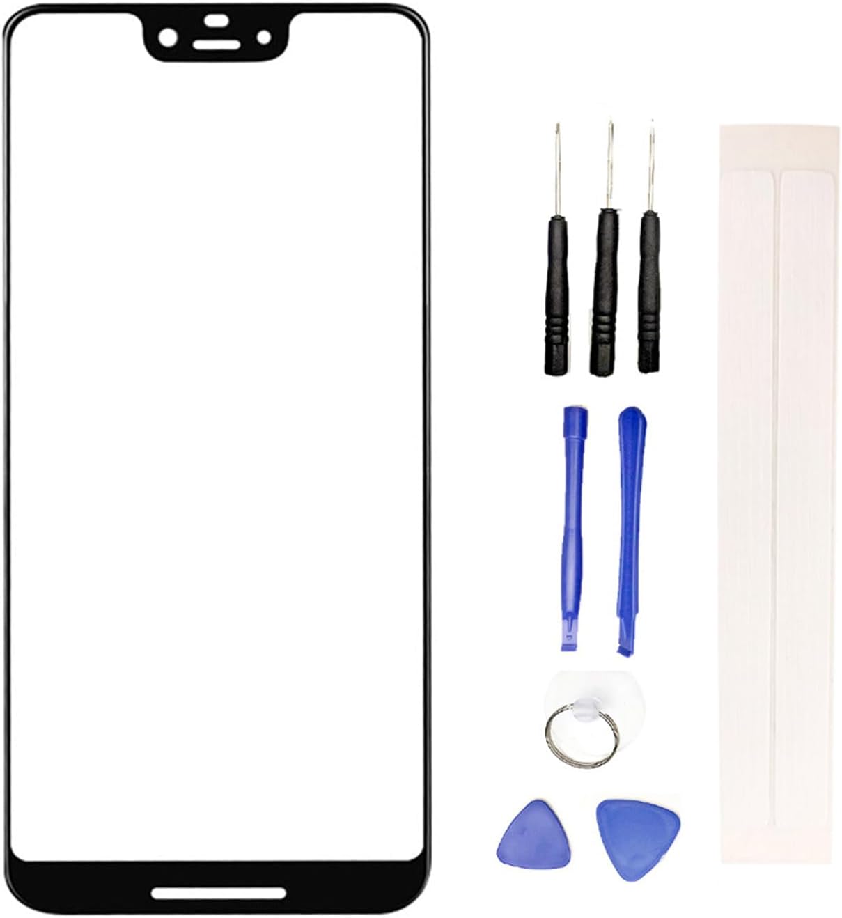 Outer Glass Lens Front Screen Replacement with Free Tools for H-TC Goo-gle Pi-xel 3 XL 3XL-G013C G013D (Not LCD and Not Digitizer) Black