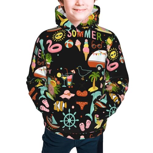 Hello Summer Kids Pullover Hoodies Boys Sweatshirts Girls Athletic Clothes with Pocket2