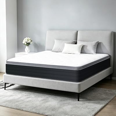 Queen Size Mattress, 10 Inch Plush Comfort, Pocketed Coil Mattress in a Box, 60x80 Inch Queen Bed Mattress with Supportive Quiet Design