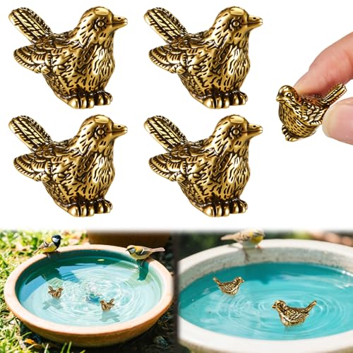 Otoolling 4 Pcs Mini Bird Shape Copper Bath Disk Ornaments Copper Bird Bath Purification Disks Birdbath Cleaner Single 0. 6 oz Weight Universal Fit for Outdoor Birdbaths, Bowl
