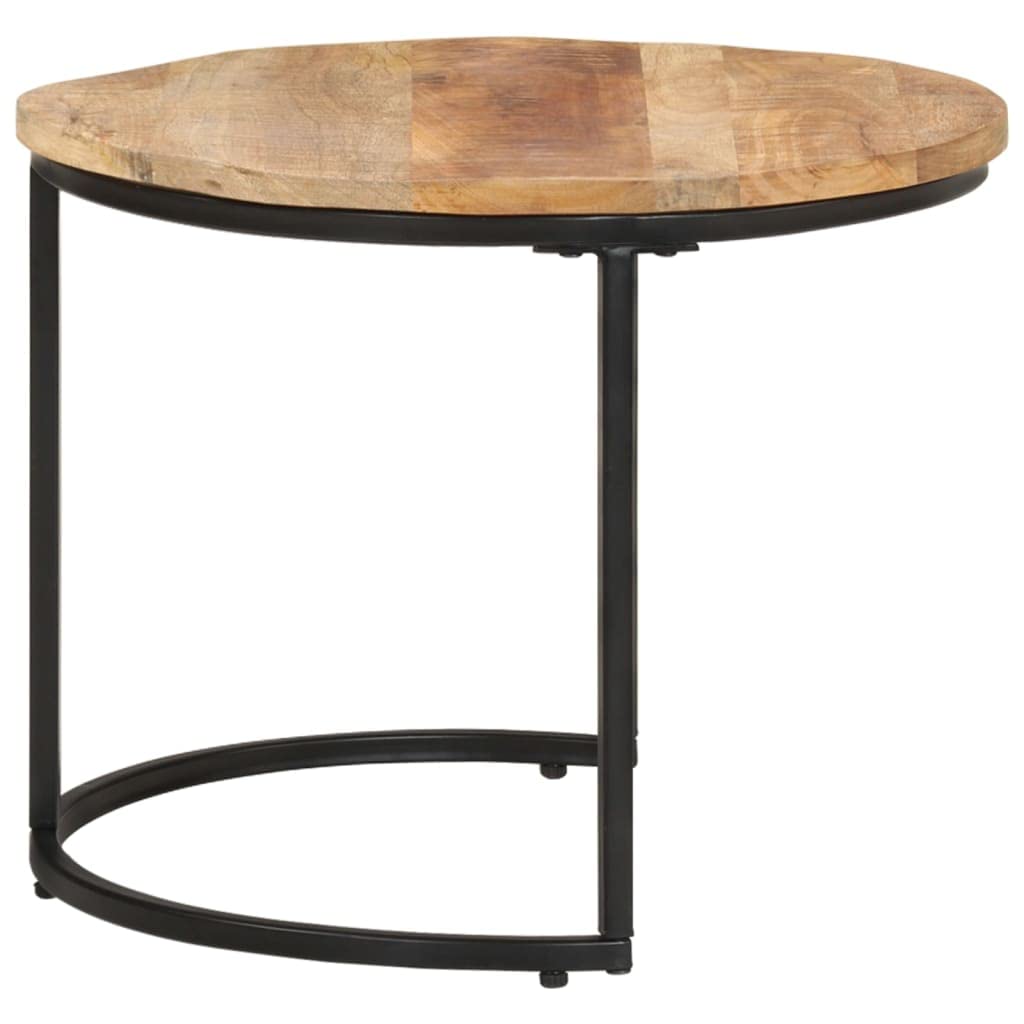 vidaXL 2X Madera Rugosa de Mango Mesas Apilables Auxiliar Consola Mesita Salón Lateral Té Café Sofá Sala de Estar Muebles Mobiliario