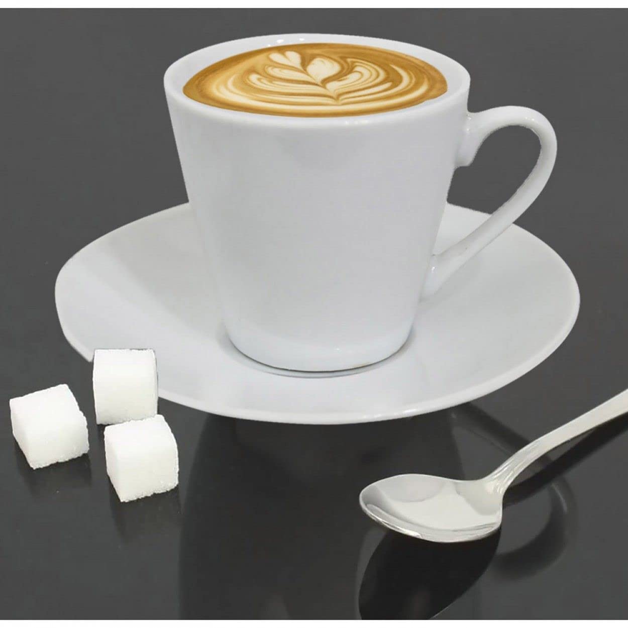 Hogar y Mas Juego de Café Barista Classic 24 Piezas 12 Tazas y 12 Platos de Porcelana Blanca. Servicio de Café para 6 Personas