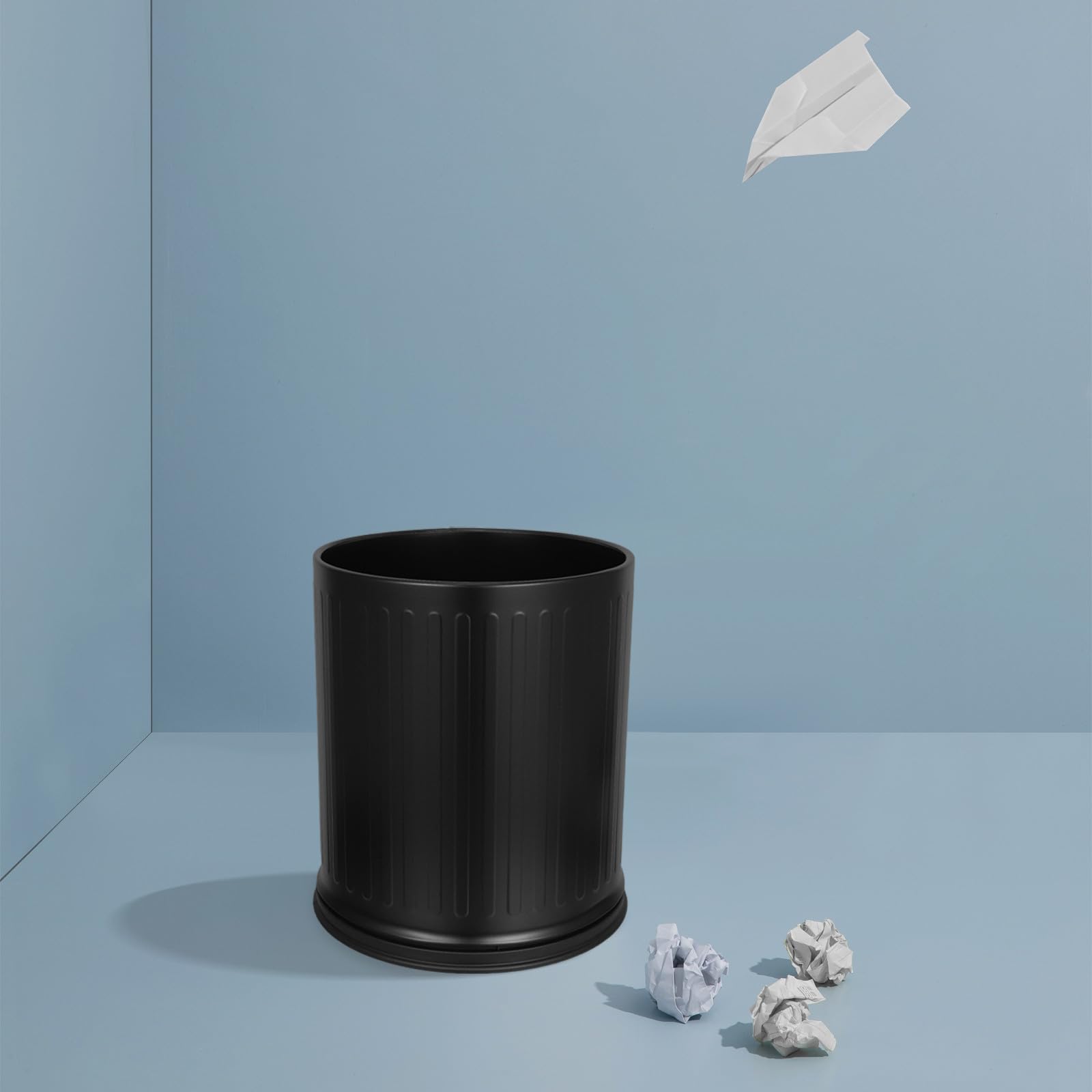 HEMOTON Moderna Papelera Negro en Acero al Carbono de 10 L sin Tapa